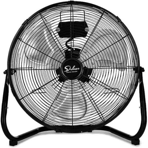 EPOWP Heavy Duty Industrial 12 in. 3 fan speeds Floor Fan in Black with High velocity, Oscillating, 360° Rotation