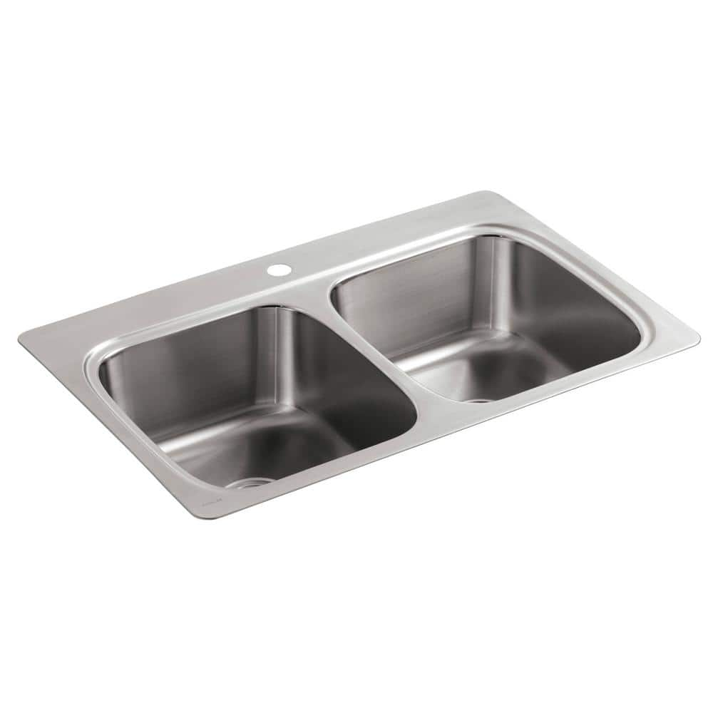 UPC 885612337573 product image for Verse Drop-In Stainless Steel 33 in. 1-Hole 50/50 Double Bowl Kitchen Sink | upcitemdb.com