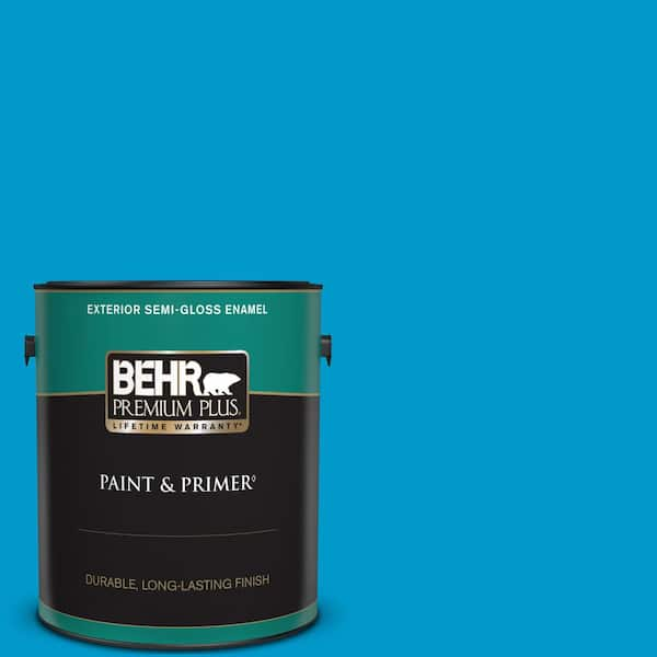 BEHR PREMIUM PLUS 1 gal. #550B-6 Isle of Capri Semi-Gloss Enamel Exterior Paint & Primer