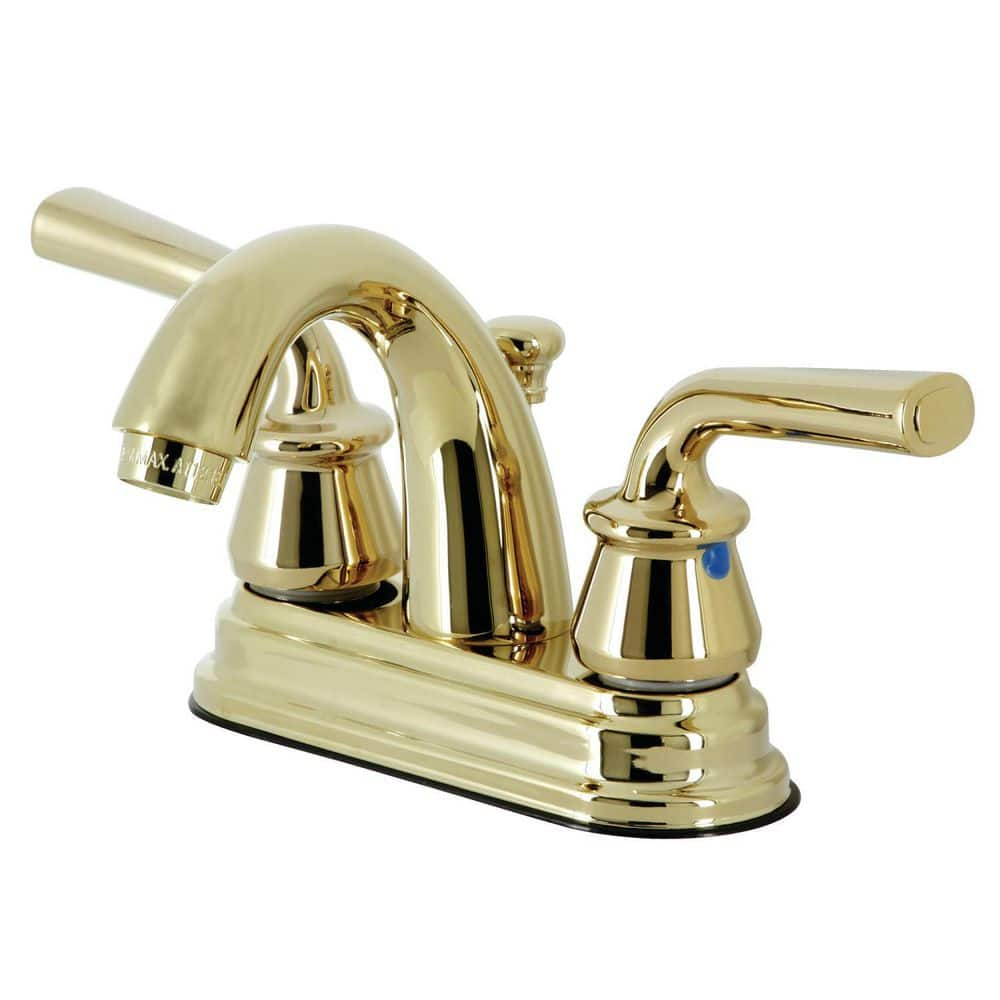 Kingston Brass Restoration 4 In Centerset 2 Handle Bathroom Faucet   Polished Brass Kingston Brass Centerset Bathroom Faucets Hkb5612rxl 64 1000 