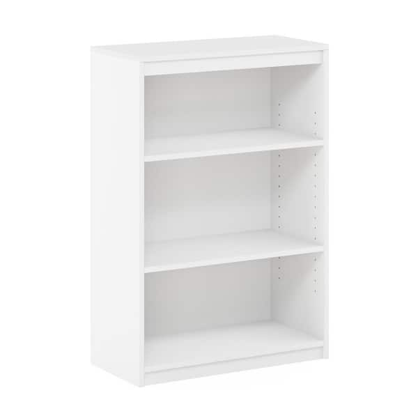 Furinno Gruen 35.9 in. White 3-Shelf Standard Bookcase with Adjustable ...