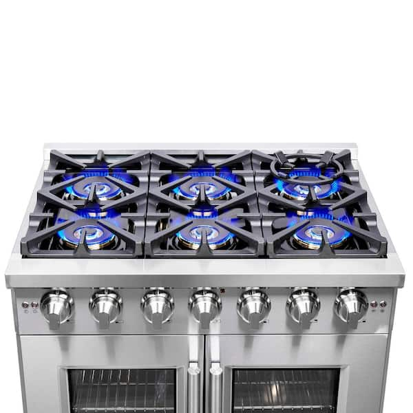 Forno FFSGS638736 Capriasca 36 in. Freestanding French Door Double Oven  Dual Fuel Range with 6 Burners