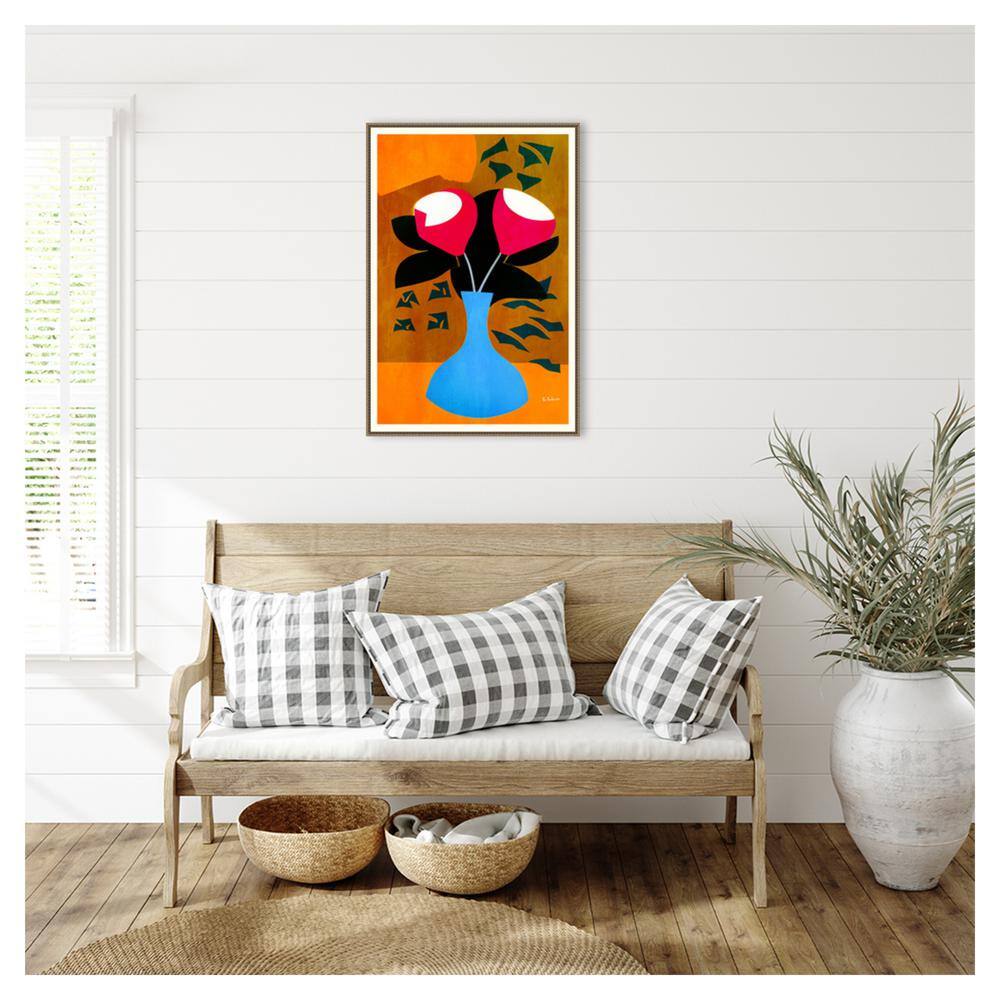 Large Beaded Framed Abstract Botanic Canvas Wall Art
