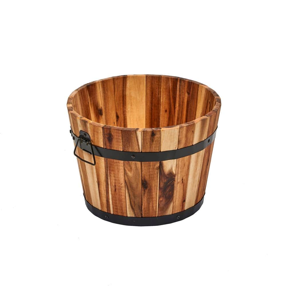 15 in. Wood Barrel Planter 2842A - The Home Depot