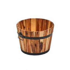 15 in. Wood Barrel Planter