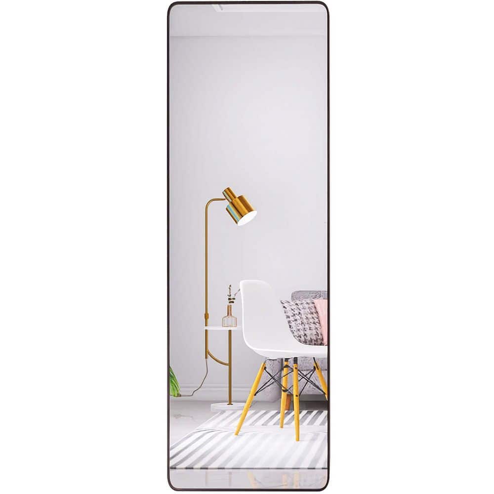 Whatseaso 22.05 in. W x 64.96 in. H Rectangular Aluminum Framed Standing or Leaning Wall Bathroom Vanity Mirror in Black -  SEP-110511633
