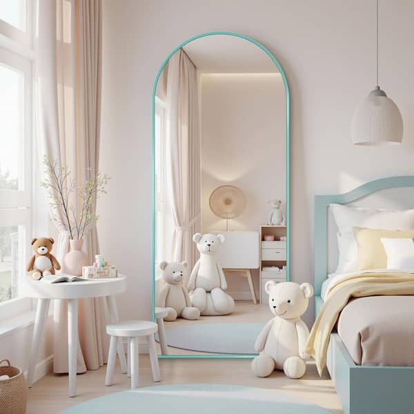 Blue 18 in. W x 58 in. H Arched Aluminum Full Length Mirror