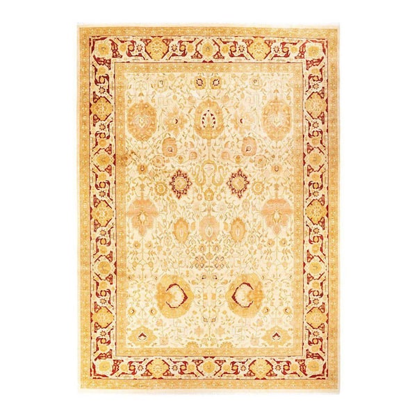 Mogul Traditional Ivory 10 ft. 1 in. x 14 ft. 6 in. Oriental Area Rug
