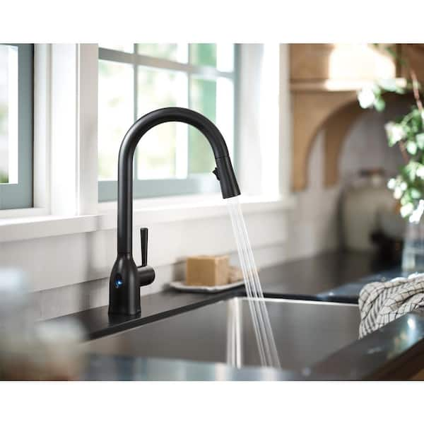 Adler Touchless Single-Handle Pull-Down Sprayer Kitchen Faucet with MotionSense Wave and Power Clean in Matte Black