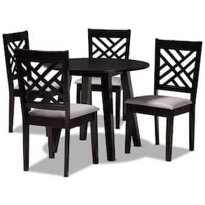 Lilly 5-Piece Grey and Dark Brown Dining Set