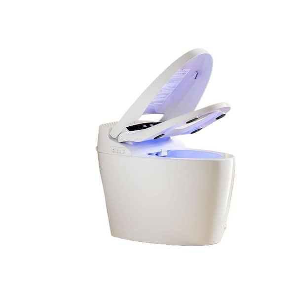 Elongated Bidet Toilet 1.27 GPF in White with Warm Water Sprayer and Dryer, 1-Piece Bidet Toilet with LED Display