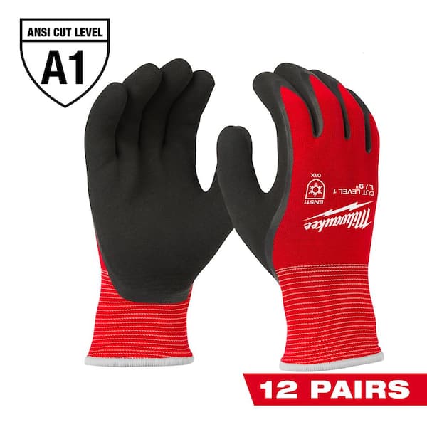 Milwaukee X-Large Red Latex Level 1 Cut Resistant Insulated Winter Dipped Work Gloves (12-Pack)