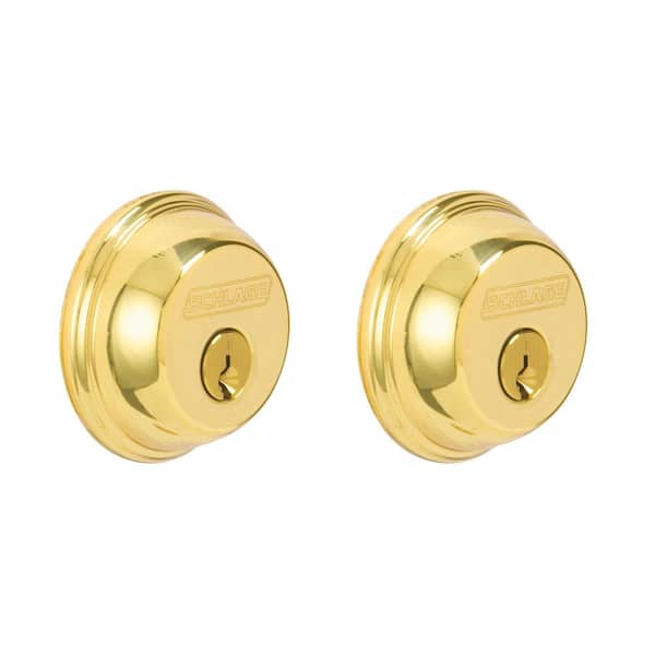 Schlage B62 Series Bright Brass Double Cylinder Deadbolt Certified Highest for Security and Durability