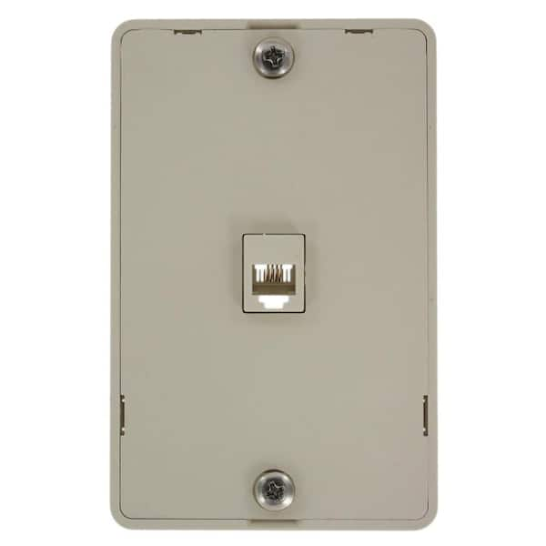 Leviton 6P4C Type 630A Wall Phone Jack, Light Almond 40214-T - The Home ...