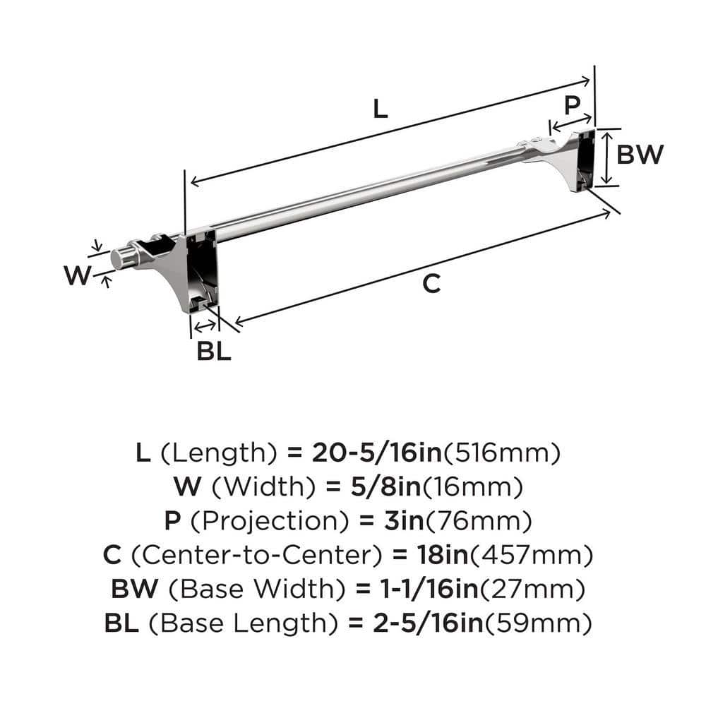 Davenport Chrome 18 inch Wall Mounted Towel Bar