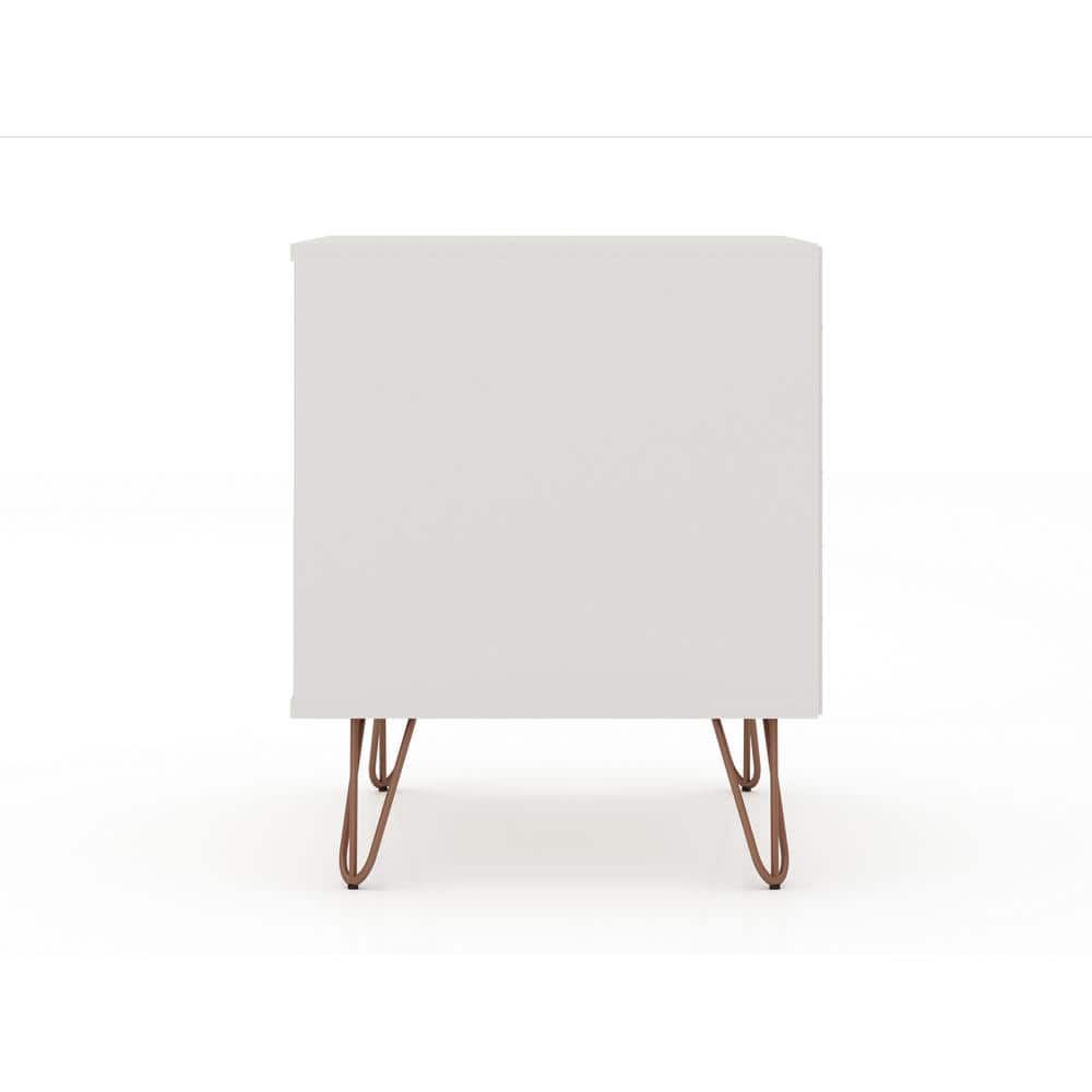 Set of 2 Off White Hairpin Leg 2-Drawer Nightstands