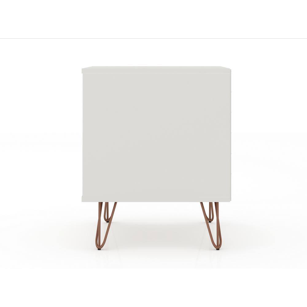 Rockefeller Mid-Century Off White Nightstand Pair with Metal Legs