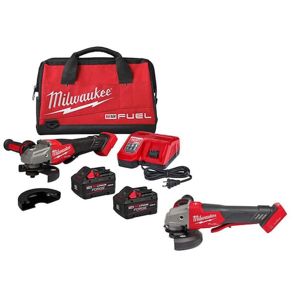 M18 FUEL 18-Volt Lith-Ion Cordless 4-1/2 in./6 in. Braking Grinder w/Paddle Switch & Two XC 8.0 Ah Battery & M18 Grinder