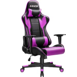 Gaming Chair Racing style Chair Office Chair High Back PU Leather Computer Chair with Headrest (Purple)