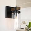 LNC 1-Light Black Industrial Wall Sconce with Seeded Glass Shade and ...