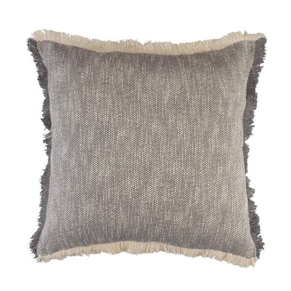 gray fringe pillow