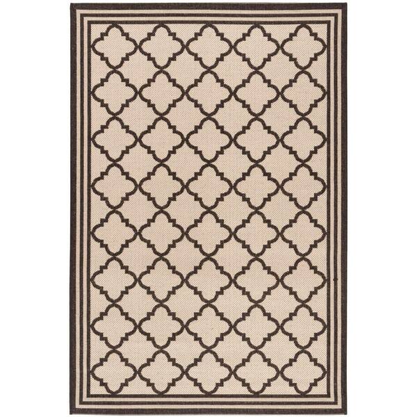 SAFAVIEH Beach House Cream/Brown Doormat 3 ft. x 5 ft. Trellis Indoor/Outdoor Patio Area Rug