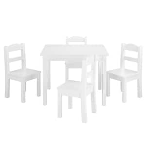 5-Piece Rectangle MDF Top White Kids' Table and Chairs Set