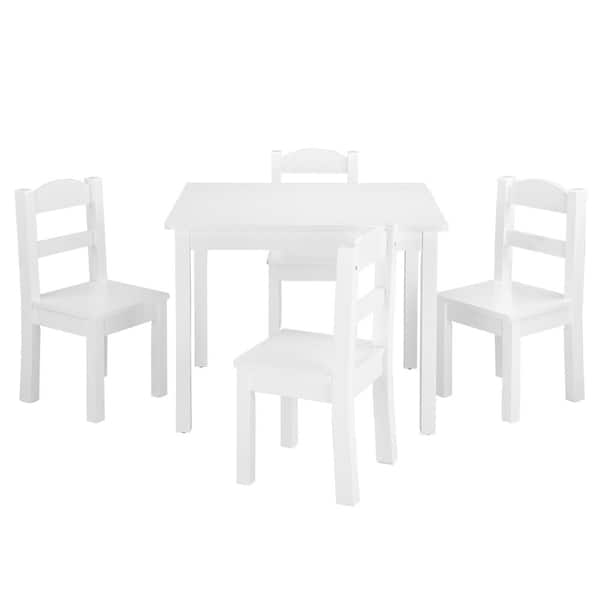Outopee 5-Piece Rectangle MDF Top White Kids' Table and Chairs Set