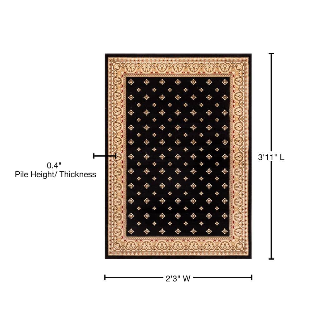 Elegant Black Round Polypropylene Area Rug with Jute Backing