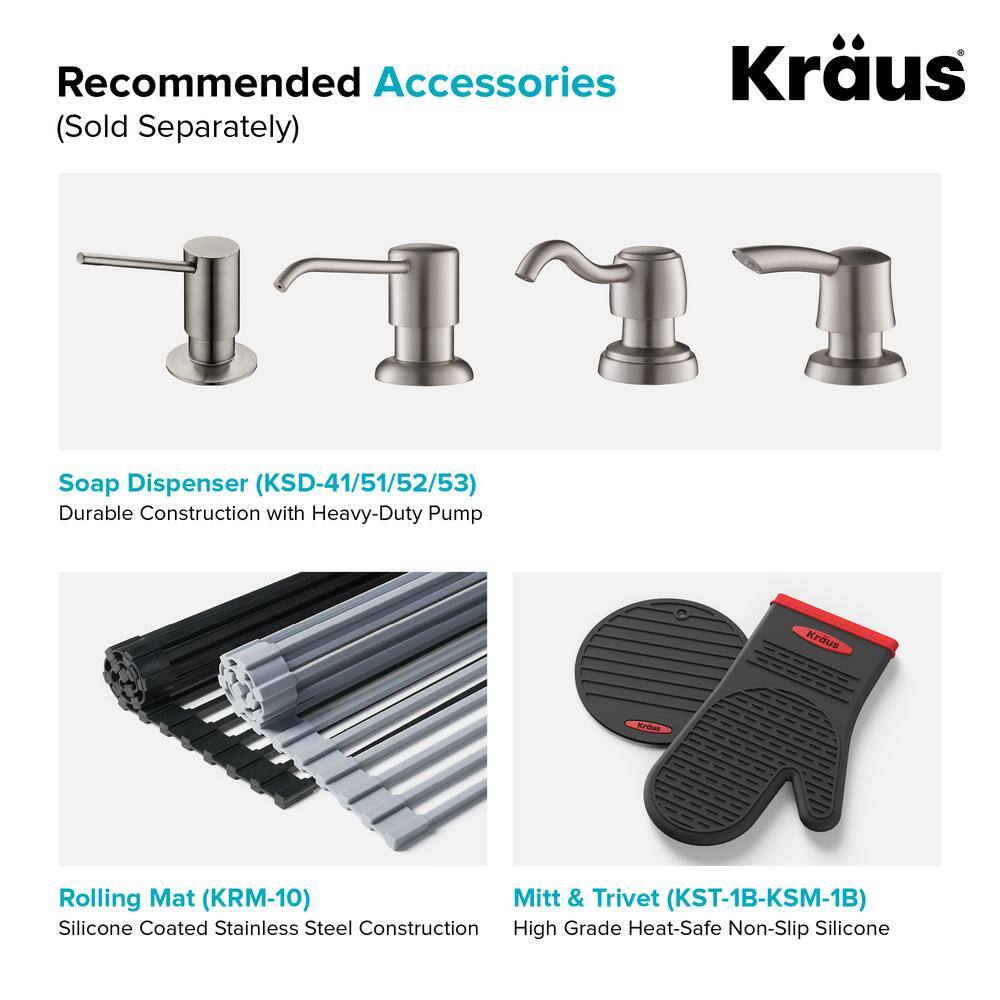 Kraus 33" Satin Stainless Steel Double Bowl Drop-In Kitchen Sink