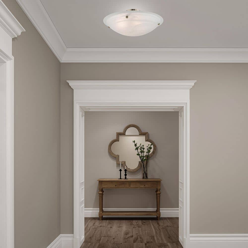 Elegant Brushed Nickel 4-Light Ceiling Fixture with White Alabaster Glass