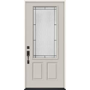 36 in. x 80 in. Right-Hand 3/4-Lite Wendover Decorative Glass Primed Steel Prehung Front Door