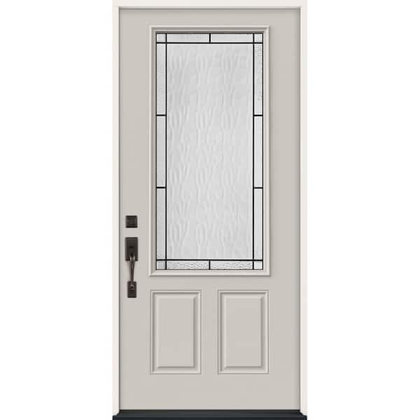 JELD-WEN 36 in. x 80 in. Right-Hand 3/4-Lite Wendover Decorative Glass Primed Steel Prehung Front Door