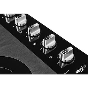 30 in Radiant Electric Ceramic Glass Cooktop in Stainless Steel with 5 Burner Elements including 2 Dual Radiant Elements