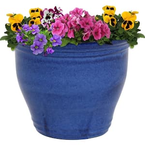 Studio 15 in. Blue Ceramic Indoor/Outdoor Planter