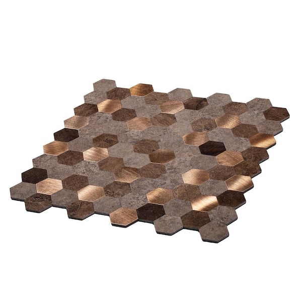 Apollo Tile (Sample) Beige 4-in x 4-in Brushed Metal Peel and Stick Floor and Wall Tile