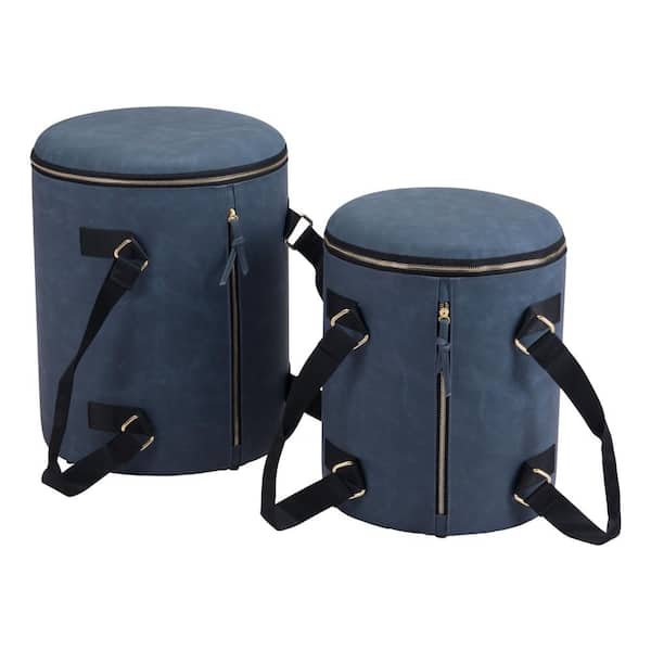 ZUO Candice Blue Storage Set Ottoman