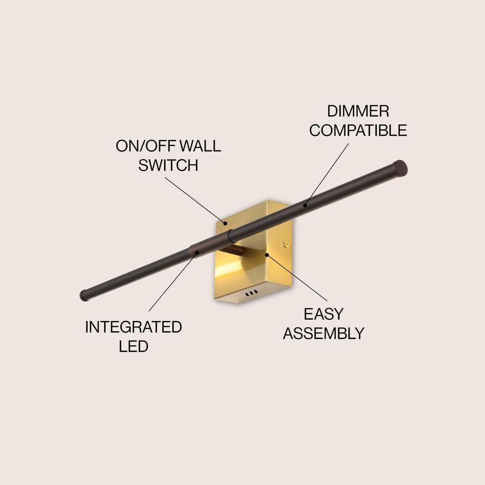 Oil Rubbed Bronze and Brass Gold Dimmable LED Wall Sconce