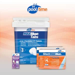 35 lb. MAXBlue Tablets Pool Chlorinating with Two 10 lb. MAXBlue Shock + 50 ct. Test Strips
