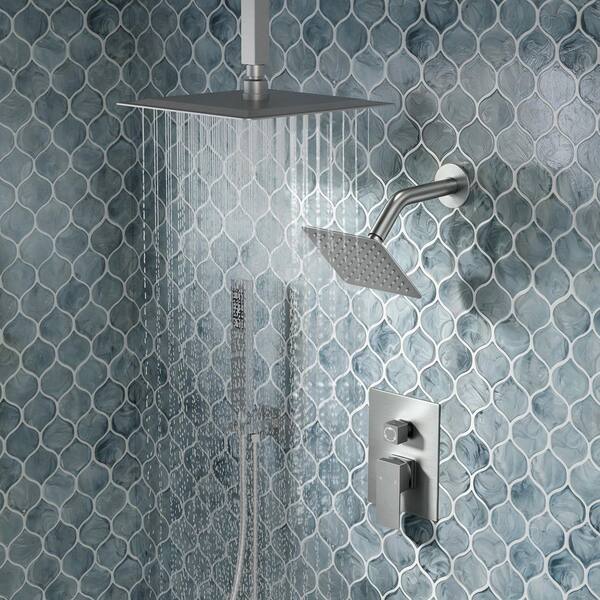 YAWWALK 3-Spray 2-Handles Ceiling Mount 10 and 6 in. Dual Head Tub