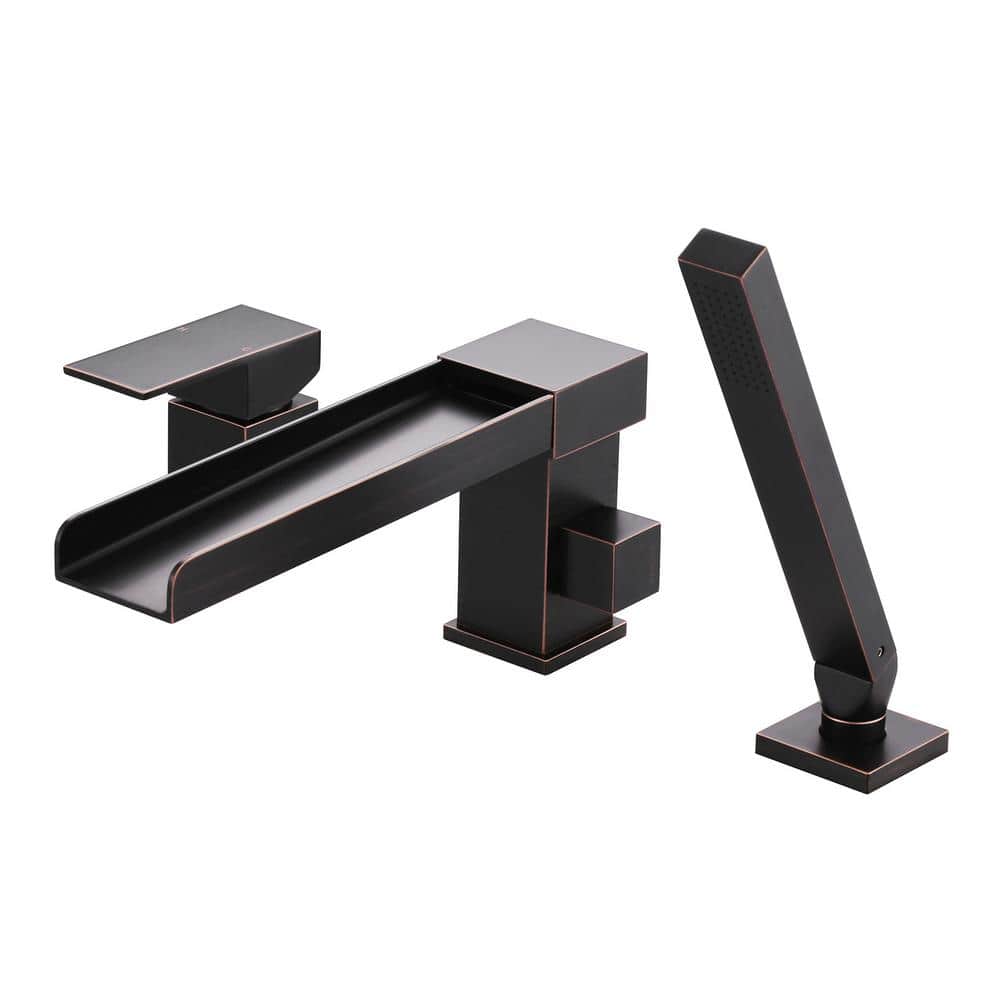 Oil Rubbed Bronze Waterfall Tub Faucet with Hand Shower
