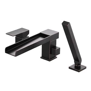 Waterfall Single-Handle Deck-Mount Roman Tub Faucet with Hand Shower in Oil Rubbed Bronze