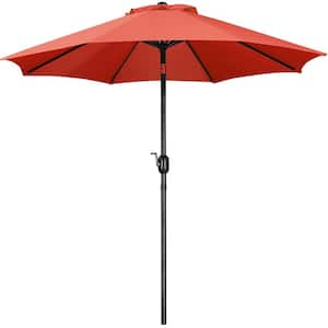 9 ft. 8 Ribs Market Umbrella with Push Button Tilt and Crank Outdoor Patio Umbrella in Orange