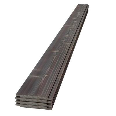 1 in. x 6 in. x 8 ft. Ash Gray Charred Wood Pine Shiplap Board (4-Pack)