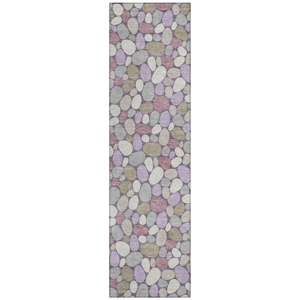 Chantille Machine Washable Indoor/Outdoor Abstract ACN2817 Plum 2 ft. x 7 ft. Runner Rug