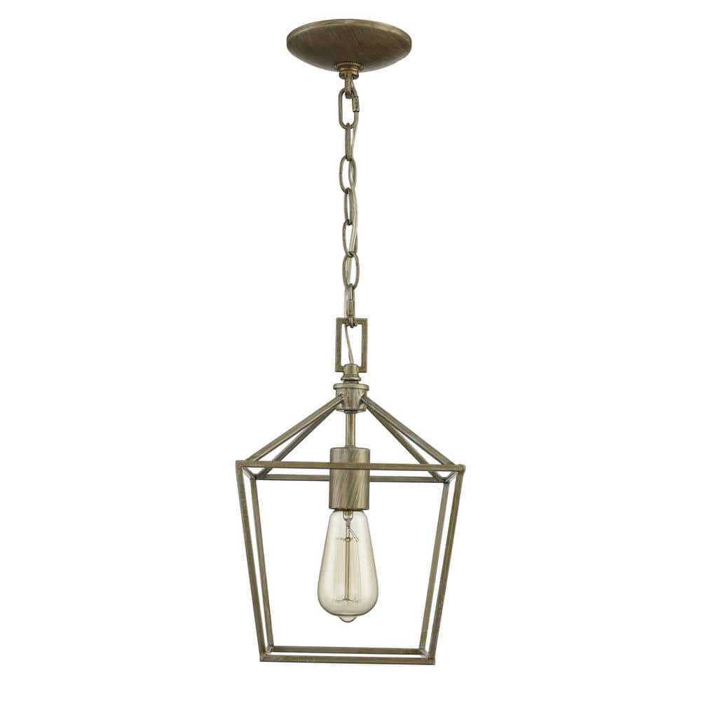 Weyburn 1-Light Antique Silver Leaf Farmhouse Mini Pendant Light Fixture wi