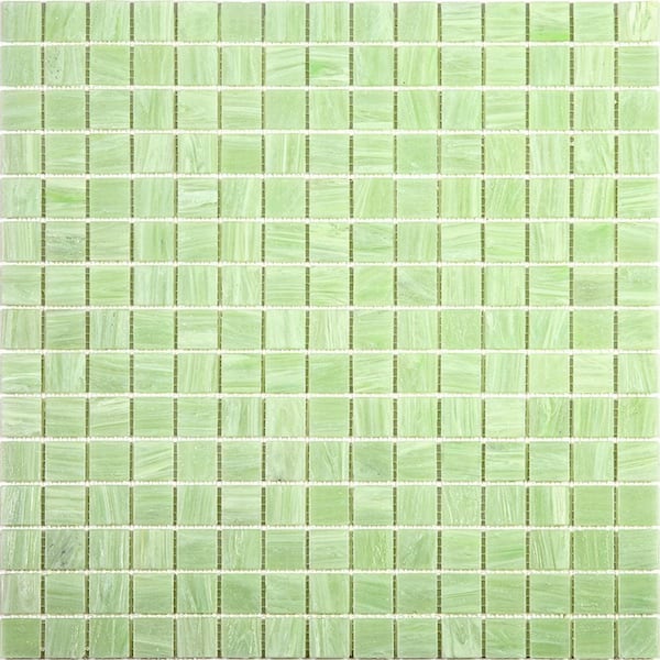 Apollo Tile Celestial 4" x 6" Glossy Tea Green Glass Mosaic Uniform square Wall and Floor Sample Tile 0.13 sq. ft./Piece (1-Pack)