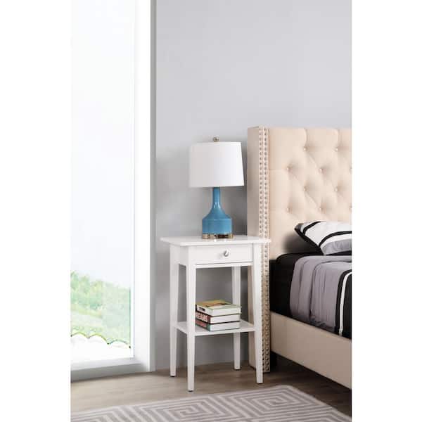 AndMakers Dalton 1-Drawer White Nightstand (28 in. H x 18 in. W x 14 in. D)