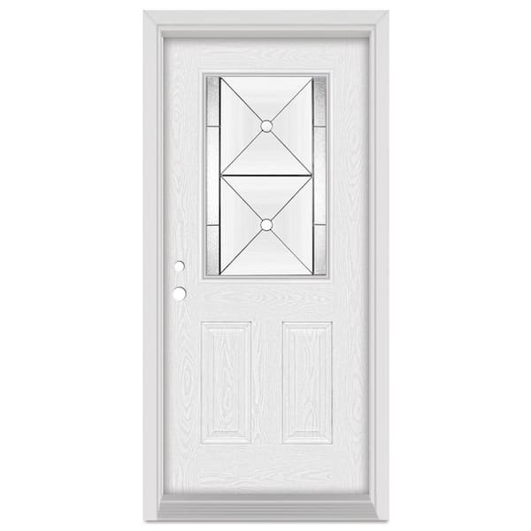 Stanley Doors 36 in. x 80 in. Bellochio Right-Hand Patina Finished Fiberglass Oak Woodgrain Prehung Front Door