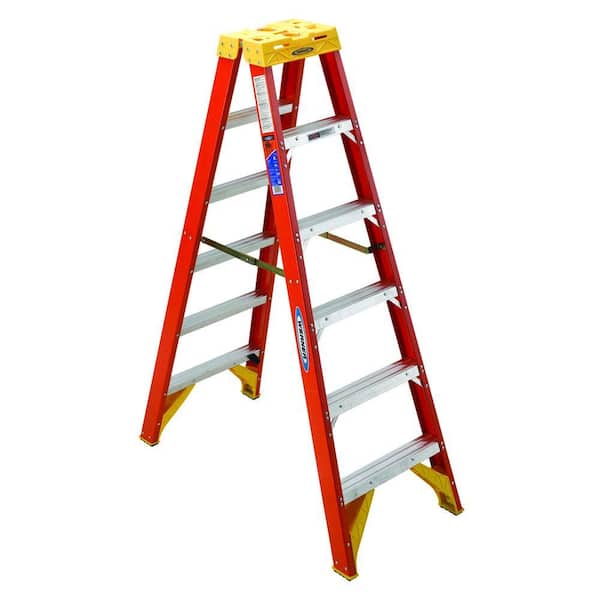 Werner 6 ft. Fiberglass Twin Step Ladder with 300 lbs. Load Capacity Type IA Duty Rating